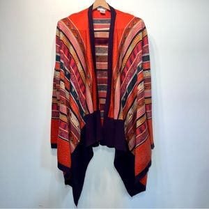 Anthropologie FREEWAY Open Front Waterfall Drape Cardigan Boho Fall Colors Sz M